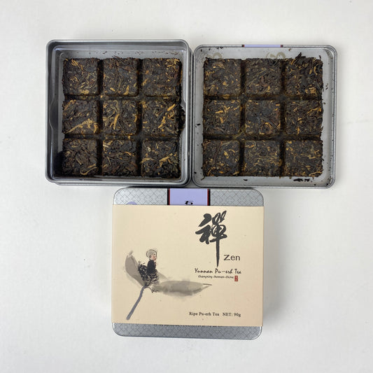 Yunnan Changning Pu-erh Tea/Compressed Squared Ripe Tea/Easy to carry and break/ Fermented/Old Tree Leaf, 2 layers/18 pieces/90g/3.17 oz