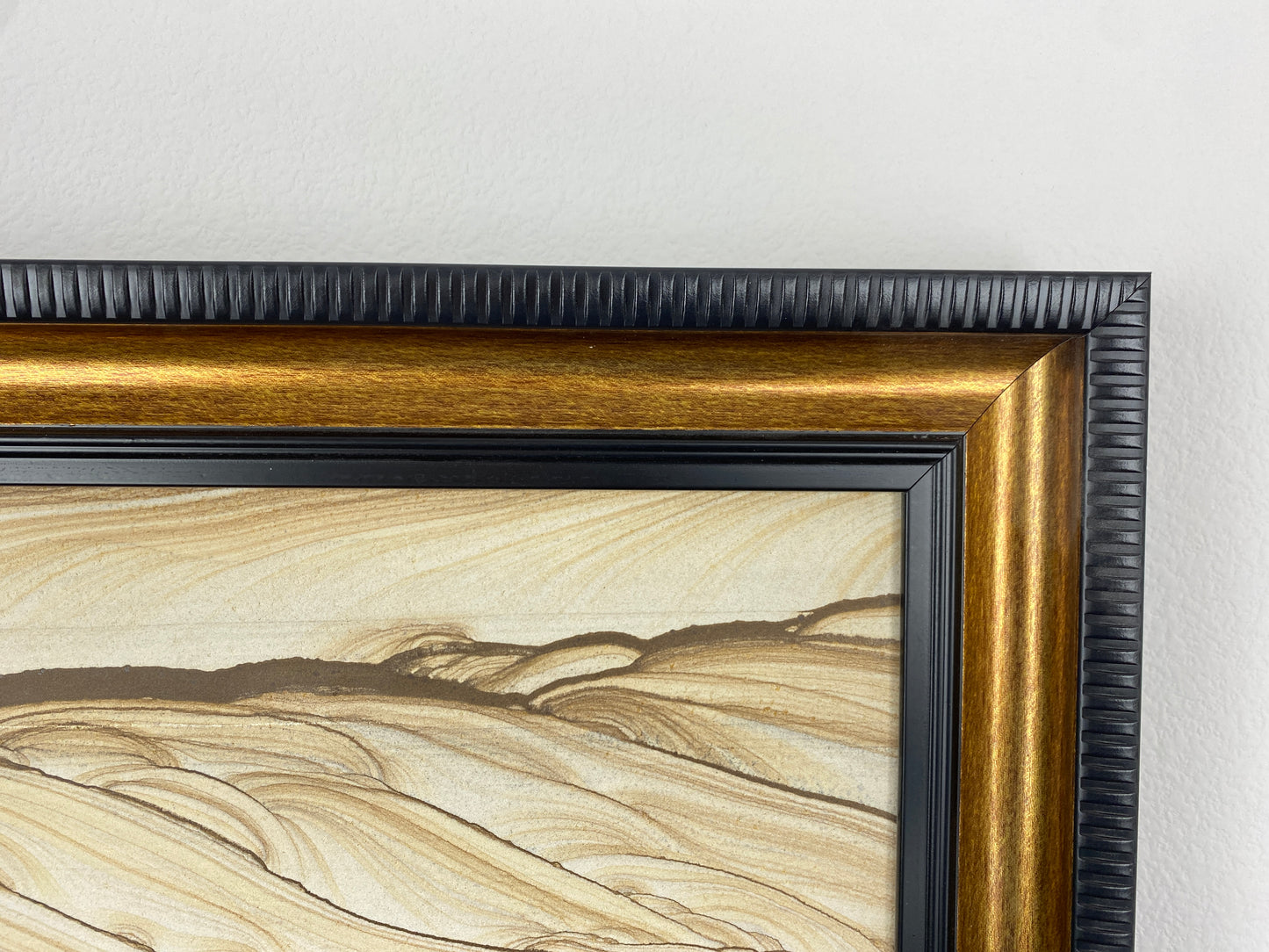 Contemporary Dream Stone, Extraordinary Natural Sandstone Painting "Desert Dunes", Wood Pattern unique and clear