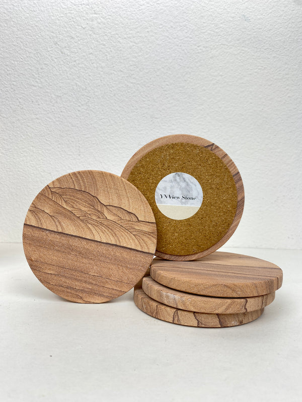 YN View Stone Drink Sandstone Coasters (5 Pc. Set) Thirsty Natural Stone Surface Protection