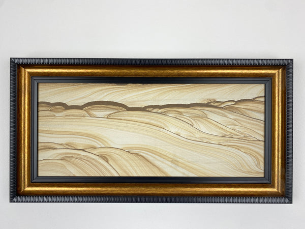 Contemporary Dream Stone, Extraordinary Natural Sandstone Painting "Desert Dunes", Wood Pattern unique and clear